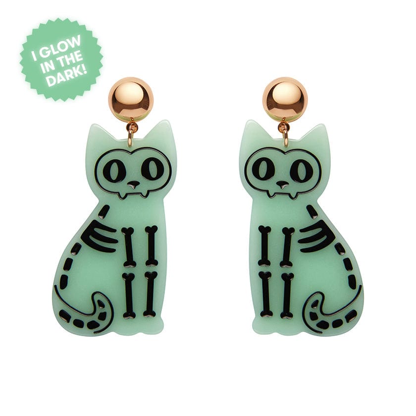 Erstwilder Cat Glow in the Dark Statement Earrings - Green AP1EE08