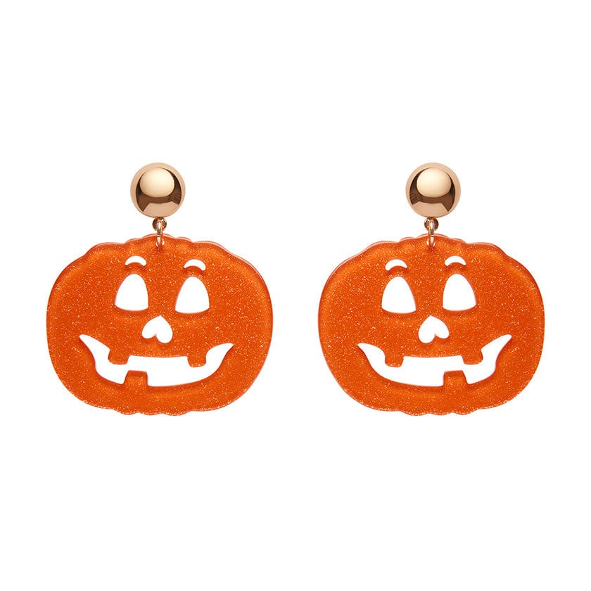 Erstwilder Pumpkin Glitter Statement Earrings - Orange AP1EE01