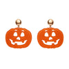 Pumpkin Glitter Statement Earrings - Orange