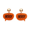 Boo Glitter Statement Earrings - Orange