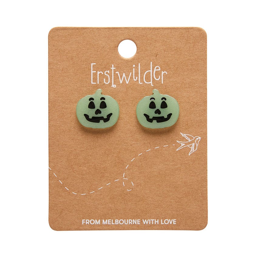 Erstwilder Pumpkin Glow in the Dark Stud Earrings - Green AP1EE10