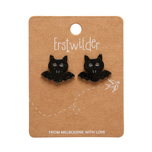 Erstwilder Bat Glitter Stud Earrings - Black AP1EE12
