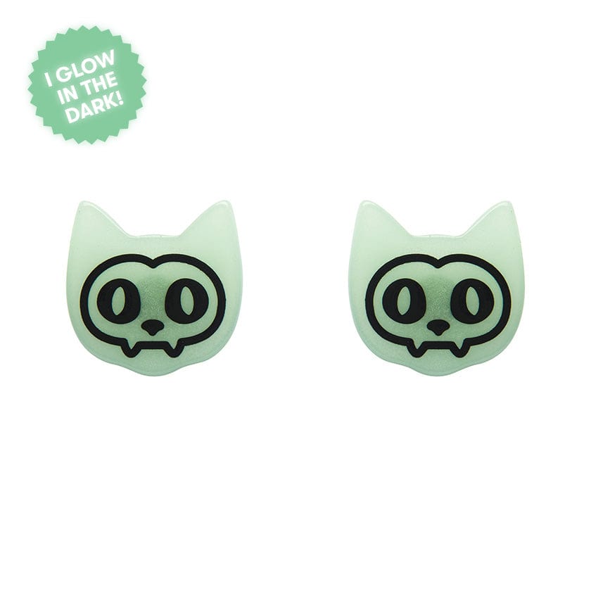 Erstwilder Cat Glow in the Dark Stud Earrings - Green AP1EE16