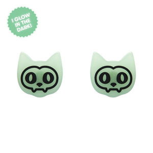 Erstwilder Cat Glow in the Dark Stud Earrings - Green AP1EE16