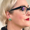 Pumpkin Glow in the Dark Stud Earrings - Green