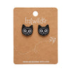 Cat Ripple Stud Earrings - Black