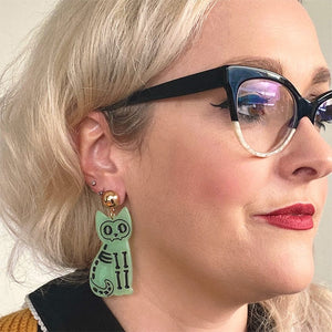 Erstwilder Cat Glow in the Dark Statement Earrings - Green AP1EE08