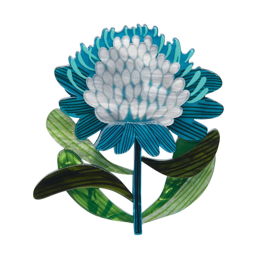 Blue shop flower brooch