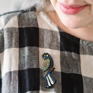 Erstwilder Bella the Black Cockatoo Brooch AR1BH18