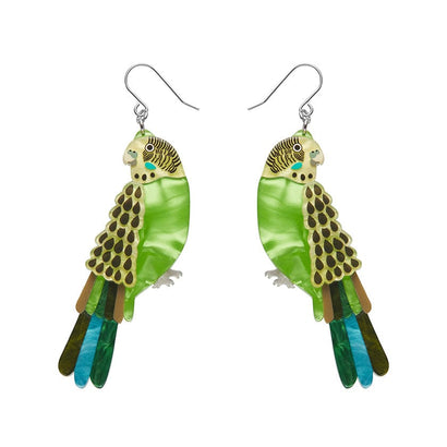 Erstwilder Flossie the Budgie Drop Earrings AR1EG03