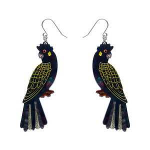 Erstwilder Bella the Black Cockatoo Drop Earrings AR1EG06