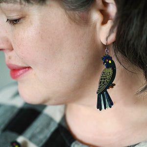 Erstwilder Bella the Black Cockatoo Drop Earrings AR1EG06