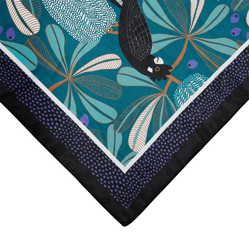 Erstwilder Bella the Black Cockatoo Square Scarf 90x90cm AR1SQ03