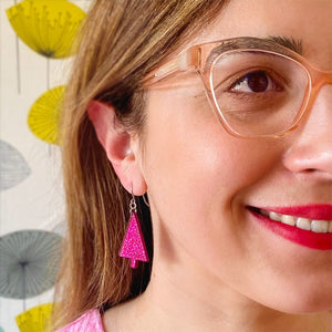 Erstwilder Christmas Tree Fine Glitter Drop Earrings - Pink AS1EE09