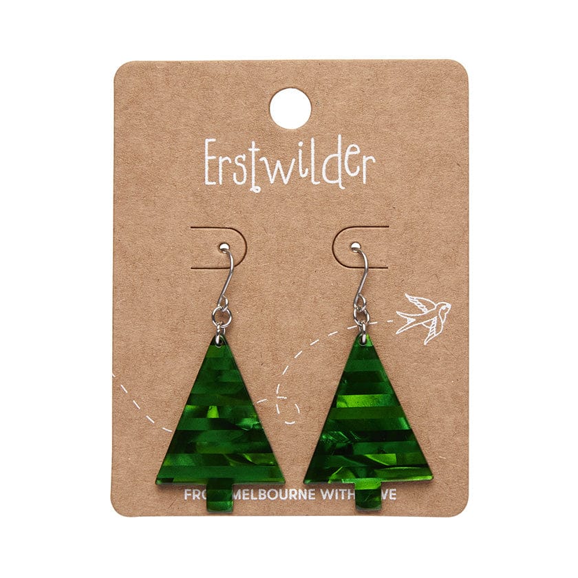 Erstwilder Christmas Tree Stripe Glitter Drop Earrings - Green AS1EE01