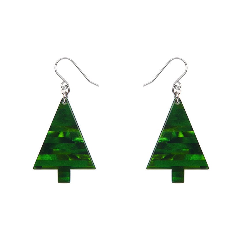 Erstwilder Christmas Tree Stripe Glitter Drop Earrings - Green AS1EE01