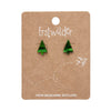 Christmas Tree Stripe Glitter Stud Earrings - Green
