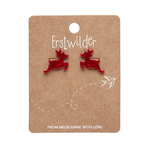 Erstwilder Reindeer Ripple Stud Earrings - Red AS1EE04