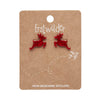 Reindeer Ripple Stud Earrings - Red