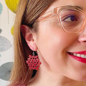 Erstwilder Snowflake Fine Glitter Drop Earrings - Red AS1EE05