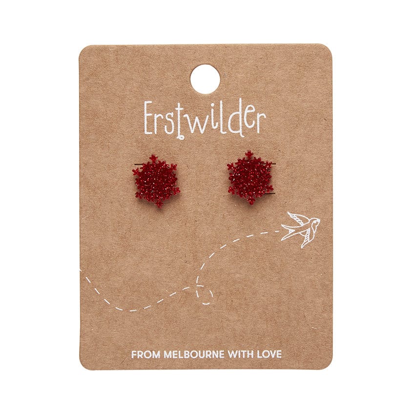 Erstwilder Snowflake Fine Glitter Stud Earrings - Red AS1EE06
