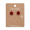 Snowflake Fine Glitter Stud Earrings - Red