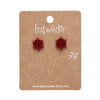 Snowflake Fine Glitter Stud Earrings - Red