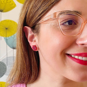 Erstwilder Snowflake Fine Glitter Stud Earrings - Red AS1EE06