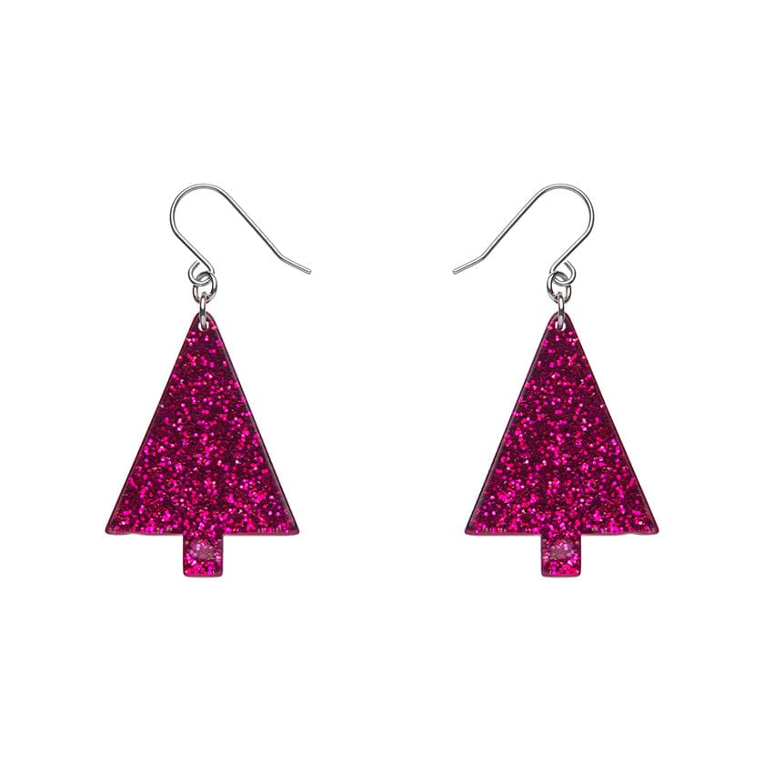 Erstwilder Christmas Tree Fine Glitter Drop Earrings - Pink AS1EE09