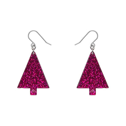 Erstwilder Christmas Tree Fine Glitter Drop Earrings - Pink AS1EE09