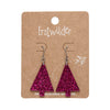 Christmas Tree Fine Glitter Drop Earrings - Pink
