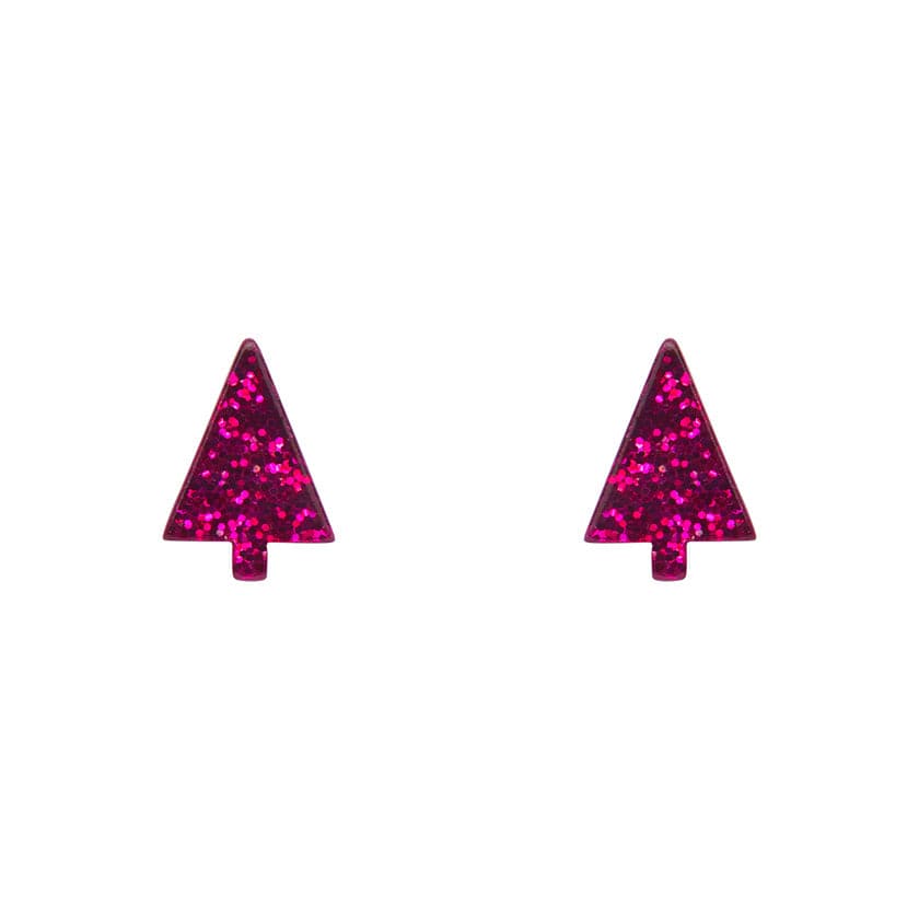 Erstwilder Christmas Tree Fine Glitter Stud Earrings - Pink AS1EE10