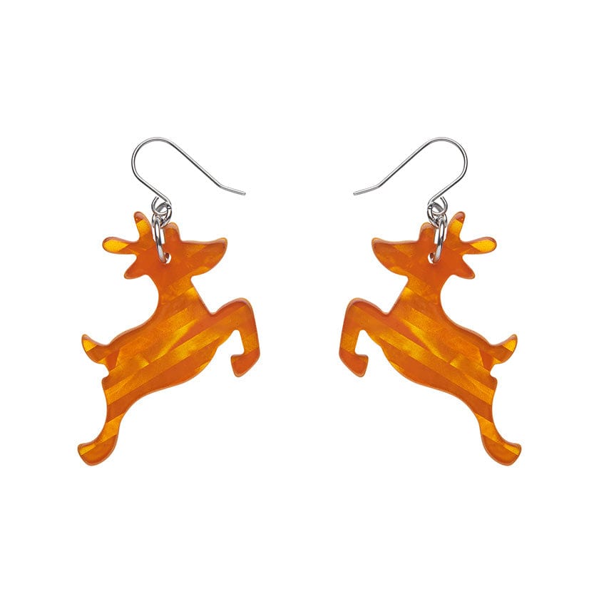 Erstwilder Reindeer Glitter Stripe Drop Earrings - Orange AS1EE11