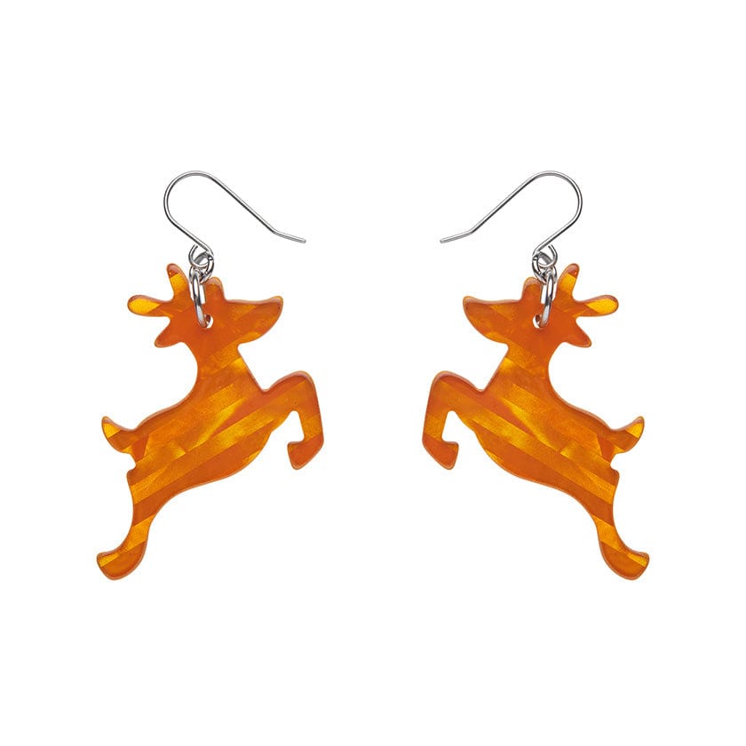 Erstwilder Reindeer Glitter Stripe Drop Earrings - Orange AS1EE11