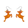 Reindeer Glitter Stripe Drop Earrings - Orange