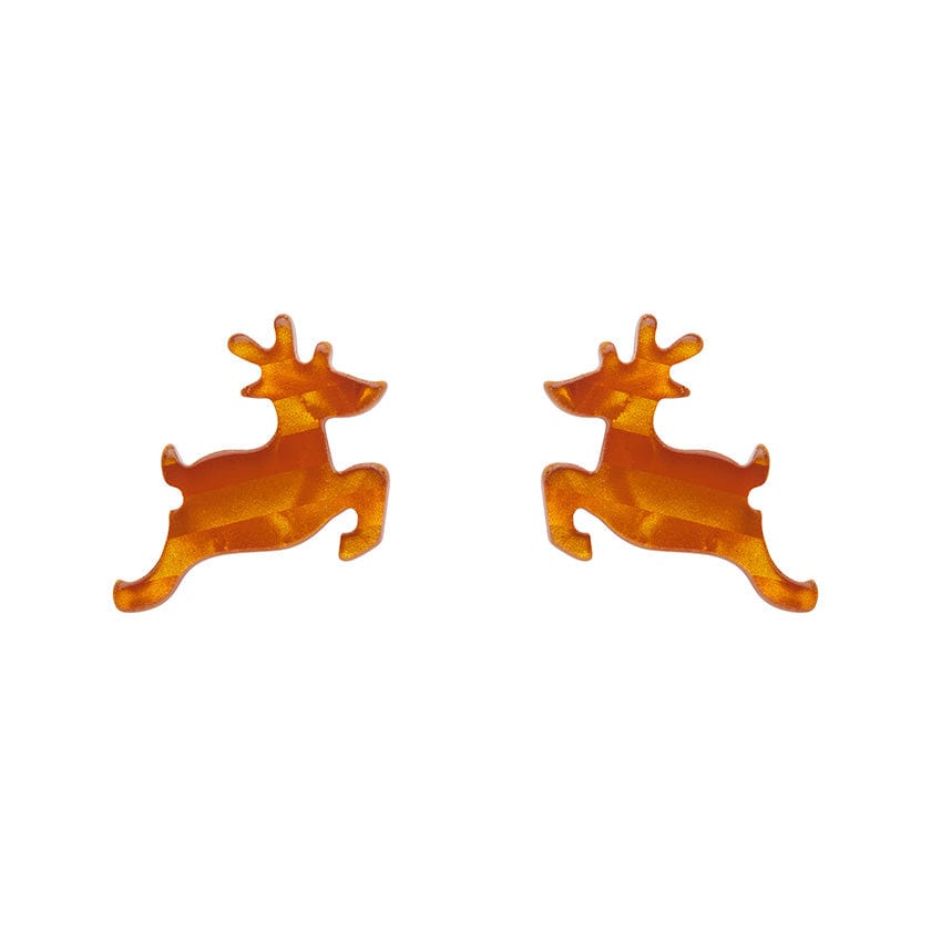 Erstwilder Reindeer Glitter Striipe Stud Earrings - Orange AS1EE12