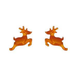 Erstwilder Reindeer Glitter Striipe Stud Earrings - Orange AS1EE12