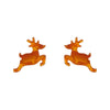 Reindeer Glitter Stripe Stud Earrings - Orange