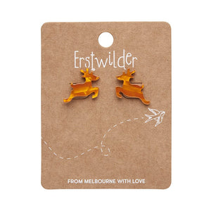 Erstwilder Reindeer Glitter Striipe Stud Earrings - Orange AS1EE12