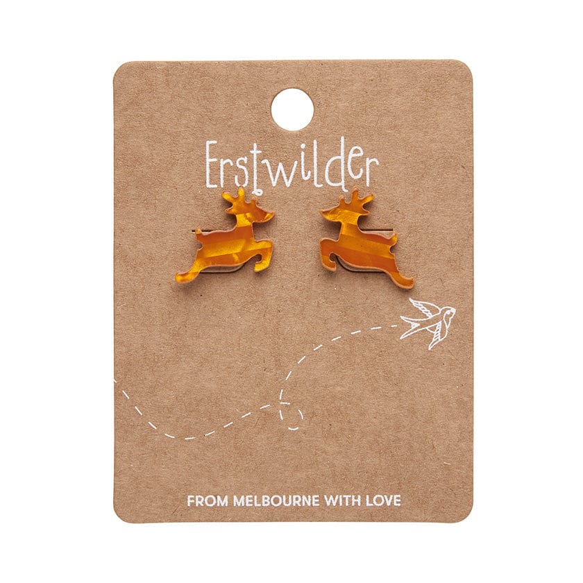 Erstwilder Reindeer Glitter Striipe Stud Earrings - Orange AS1EE12