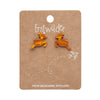 Reindeer Glitter Stripe Stud Earrings - Orange