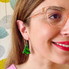 Erstwilder Christmas Tree Stripe Glitter Drop Earrings - Green AS1EE01
