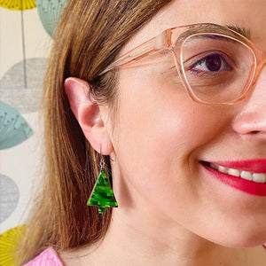 Erstwilder Christmas Tree Stripe Glitter Drop Earrings - Green AS1EE01