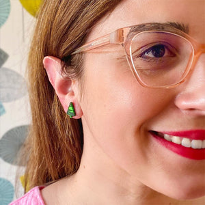 Erstwilder Christmas Tree Stripe Glitter Stud Earrings - Green AS1EE02