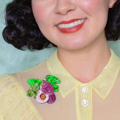 Fig Monday Brooch  -  Erstwilder  -  Quirky Resin and Enamel Accessories