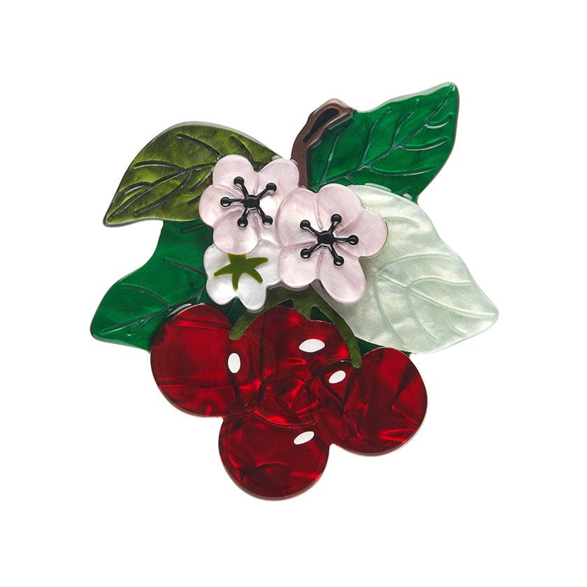 Blossoming Cherries Brooch  -  Erstwilder  -  Quirky Resin and Enamel Accessories