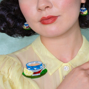 Cuppa Tea Brooch  -  Erstwilder  -  Quirky Resin and Enamel Accessories