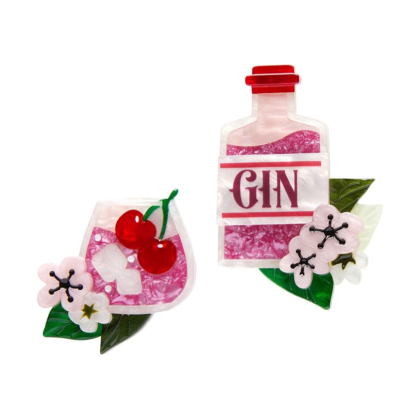 Pink Gin Party Brooch Set  -  Erstwilder  -  Quirky Resin and Enamel Accessories