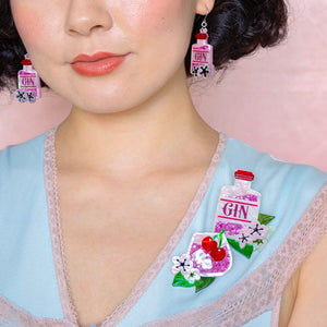 Pink Gin Party Brooch Set  -  Erstwilder  -  Quirky Resin and Enamel Accessories