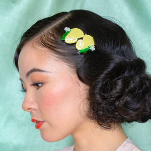 Lemon Drop Hair Clips Set - 2 Piece  -  Erstwilder  -  Quirky Resin and Enamel Accessories